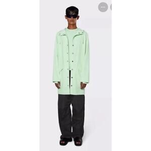 Unisex Rains Long Jacket Mineral Green Waterproof Size Men’s S Women’s M *